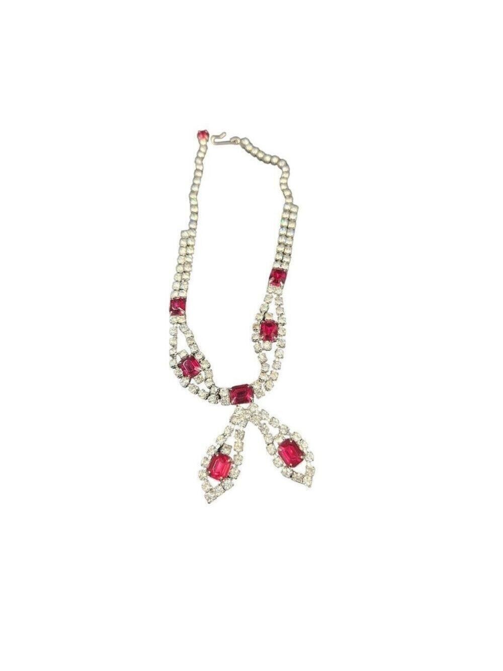 Red Rhinestone & Crystal choker adjustable necklace.